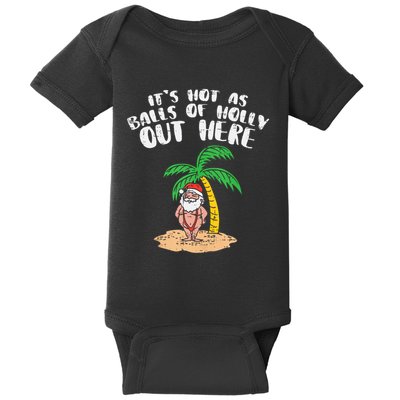 Its Hot As Balls Of Holly Santa Palm Tree Christmas In July Tank Top Baby Bodysuit