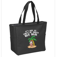 Its Hot As Balls Of Holly Santa Palm Tree Christmas In July Tank Top Zip Tote Bag