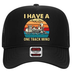 I Have A One Track Mind Trainspotter Model Train Railroad High Crown Mesh Back Trucker Hat