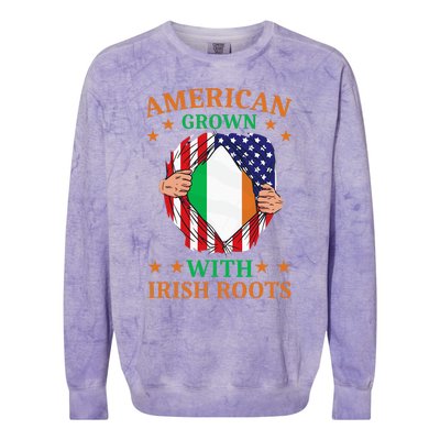 Ireland Home American Grown With Irish Roots Colorblast Crewneck Sweatshirt