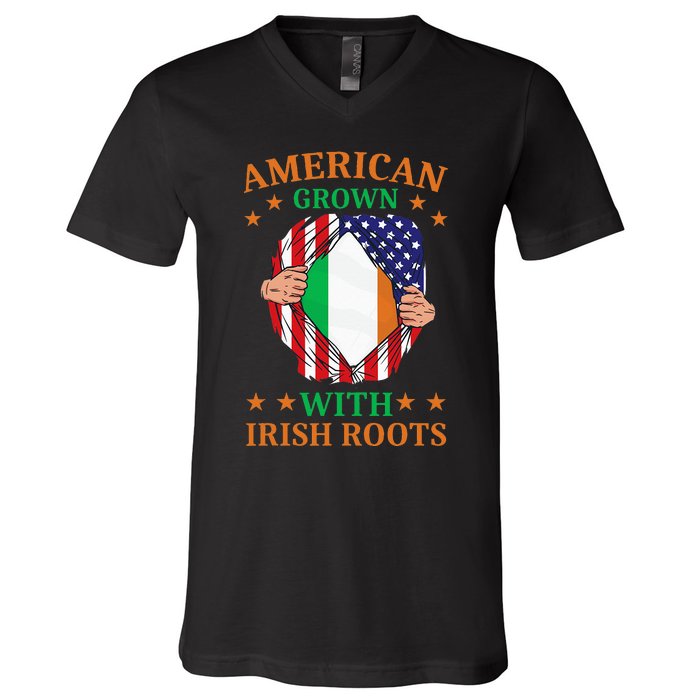 Ireland Home American Grown With Irish Roots V-Neck T-Shirt