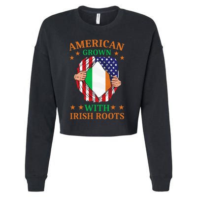 Ireland Home American Grown With Irish Roots Cropped Pullover Crew