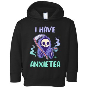 I Have Anxietea Cute Kawaii Grim Reaper With Tea Toddler Hoodie