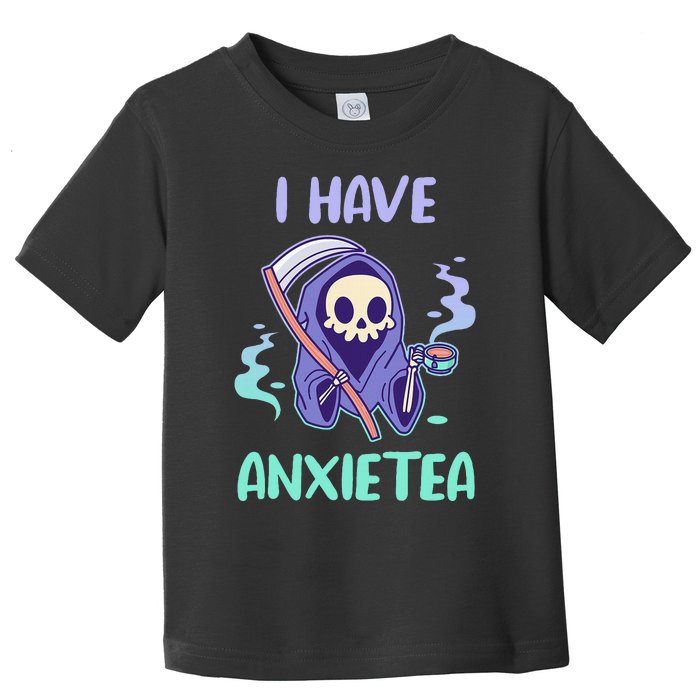 I Have Anxietea Cute Kawaii Grim Reaper With Tea Toddler T-Shirt