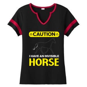 I Have An Invisible Horse Horseback Riding Equestrian Great Gift Ladies Halftime Notch Neck Tee