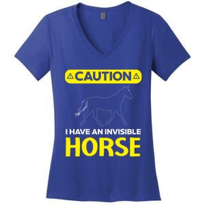 I Have An Invisible Horse Horseback Riding Equestrian Great Gift Women's V-Neck T-Shirt