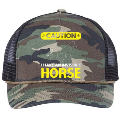 I Have An Invisible Horse Horseback Riding Equestrian Great Gift Retro Rope Trucker Hat Cap