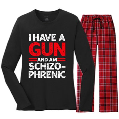 I Have A Gun And Am Schizophrenic Women's Long Sleeve Flannel Pajama Set 