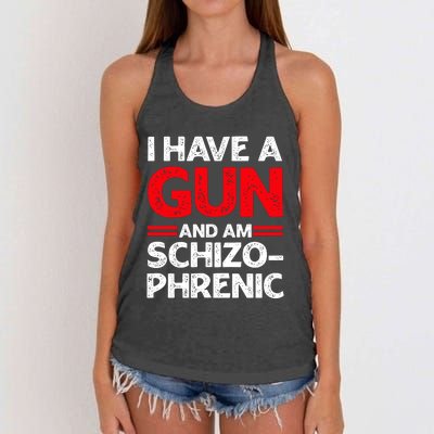 I Have A Gun And Am Schizophrenic Women's Knotted Racerback Tank