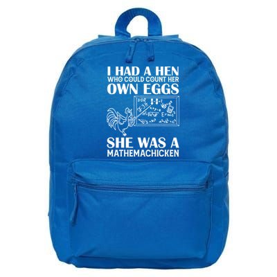 I Had A Hen Who Could Count Her Own Eggs Funny Chicken Lover 16 in Basic Backpack