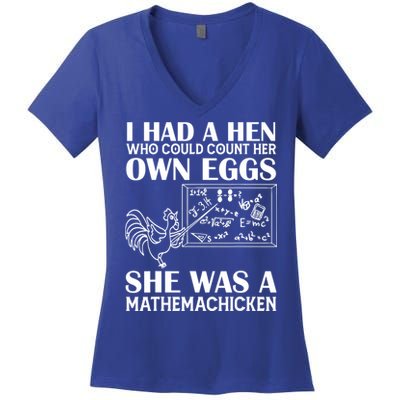 I Had A Hen Who Could Count Her Own Eggs Funny Chicken Lover Women's V-Neck T-Shirt