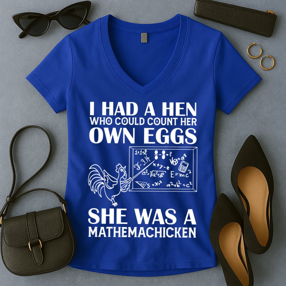 I Had A Hen Who Could Count Her Own Eggs Funny Chicken Lover Women's V-Neck T-Shirt