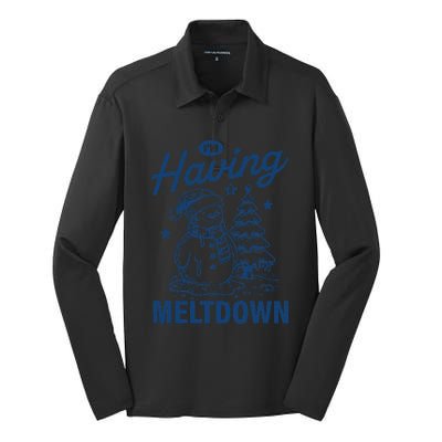 IM Having A Meltdown Funny Snowman Christmas Season Xmas Silk Touch Performance Long Sleeve Polo