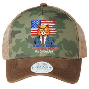 I Have A Dream Make Cats Safe Again Trump Cat Graphic 2024 Legacy Tie Dye Trucker Hat