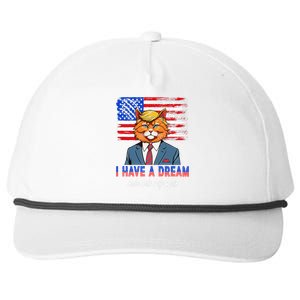 I Have A Dream Make Cats Safe Again Trump Cat Graphic 2024 Snapback Five-Panel Rope Hat