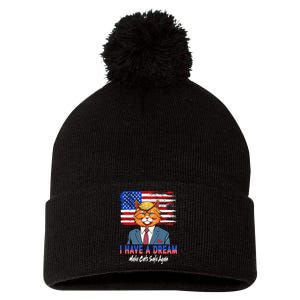 I Have A Dream Make Cats Safe Again Trump Cat Graphic 2024 Pom Pom 12in Knit Beanie