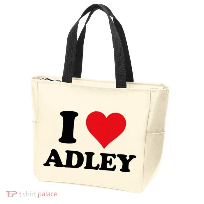 I Heart Adley First Name I Love Personalized Stuff Zip Tote Bag