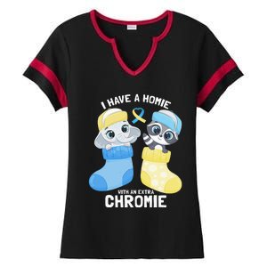 I Have A Homie With An Extra Chromie Elephant Raccoon Ladies Halftime Notch Neck Tee