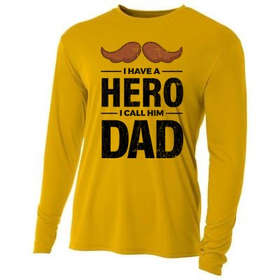 I Have A Hero And I Call Him Dad Funny Father’s Day Graphic Gift Cooling Performance Long Sleeve Crew