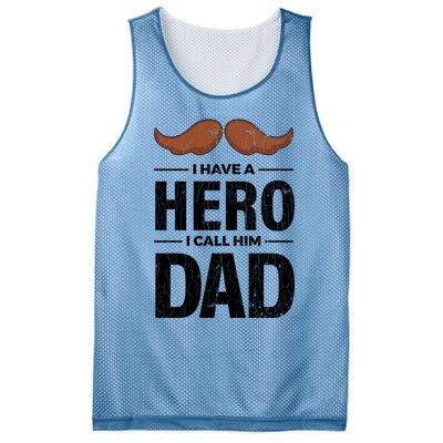 I Have A Hero And I Call Him Dad Funny Father’s Day Graphic Gift Mesh Reversible Basketball Jersey Tank