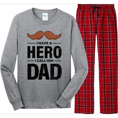 I Have A Hero And I Call Him Dad Funny Father’s Day Graphic Gift Long Sleeve Pajama Set