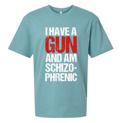 I Have A Gun And Am Schizophrenic Sueded Cloud Jersey T-Shirt