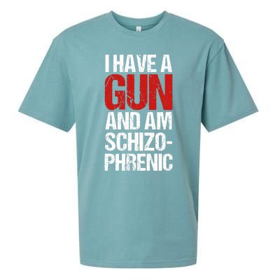 I Have A Gun And Am Schizophrenic Sueded Cloud Jersey T-Shirt