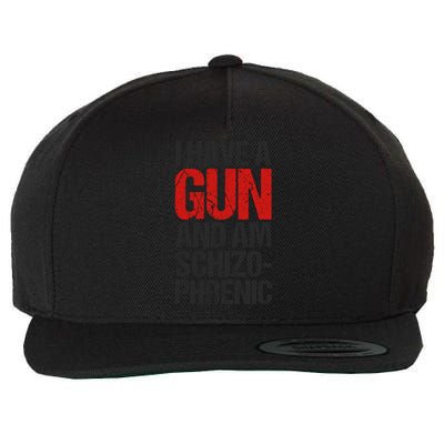 I Have A Gun And Am Schizophrenic Wool Snapback Cap