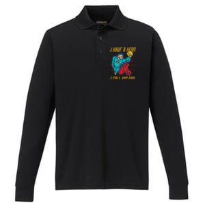 I Have A Hero I Call Him Dad Family Father Funny Gift Performance Long Sleeve Polo