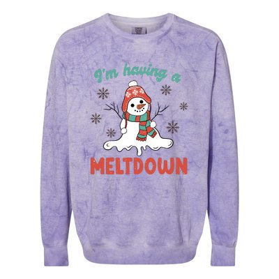 I'm Having A Meltdown Retro Christmas Snowman Gift Colorblast Crewneck Sweatshirt