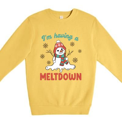 I'm Having A Meltdown Retro Christmas Snowman Gift Premium Crewneck Sweatshirt