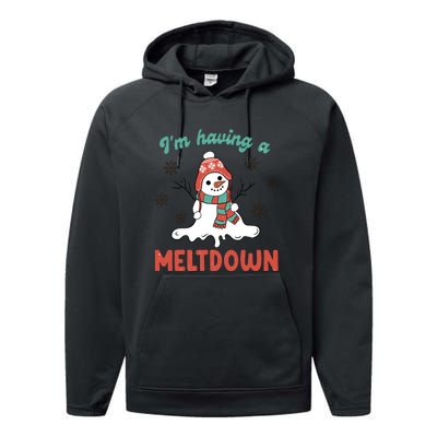 I'm Having A Meltdown Retro Christmas Snowman Gift Performance Fleece Hoodie