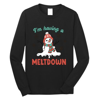 I'm Having A Meltdown Retro Christmas Snowman Gift Long Sleeve Shirt