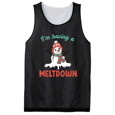 I'm Having A Meltdown Retro Christmas Snowman Gift Mesh Reversible Basketball Jersey Tank