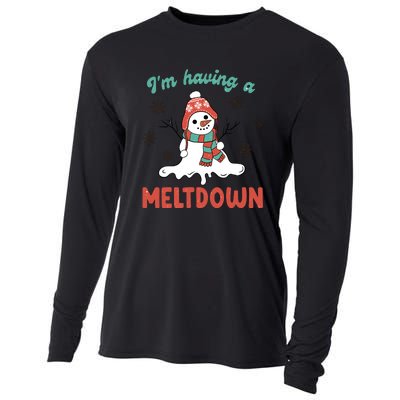 I'm Having A Meltdown Retro Christmas Snowman Gift Cooling Performance Long Sleeve Crew