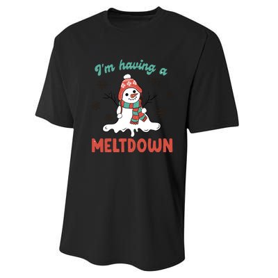 I'm Having A Meltdown Retro Christmas Snowman Gift Performance Sprint T-Shirt