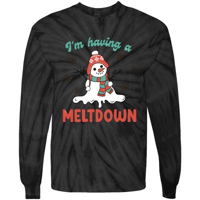 I'm Having A Meltdown Retro Christmas Snowman Gift Tie-Dye Long Sleeve Shirt