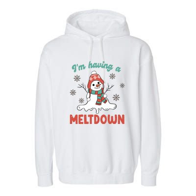 I'm Having A Meltdown Retro Christmas Snowman Gift Garment-Dyed Fleece Hoodie