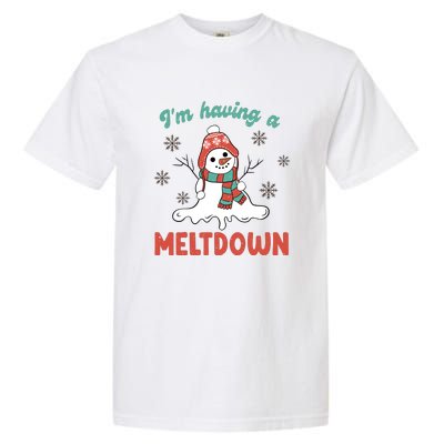 I'm Having A Meltdown Retro Christmas Snowman Gift Garment-Dyed Heavyweight T-Shirt