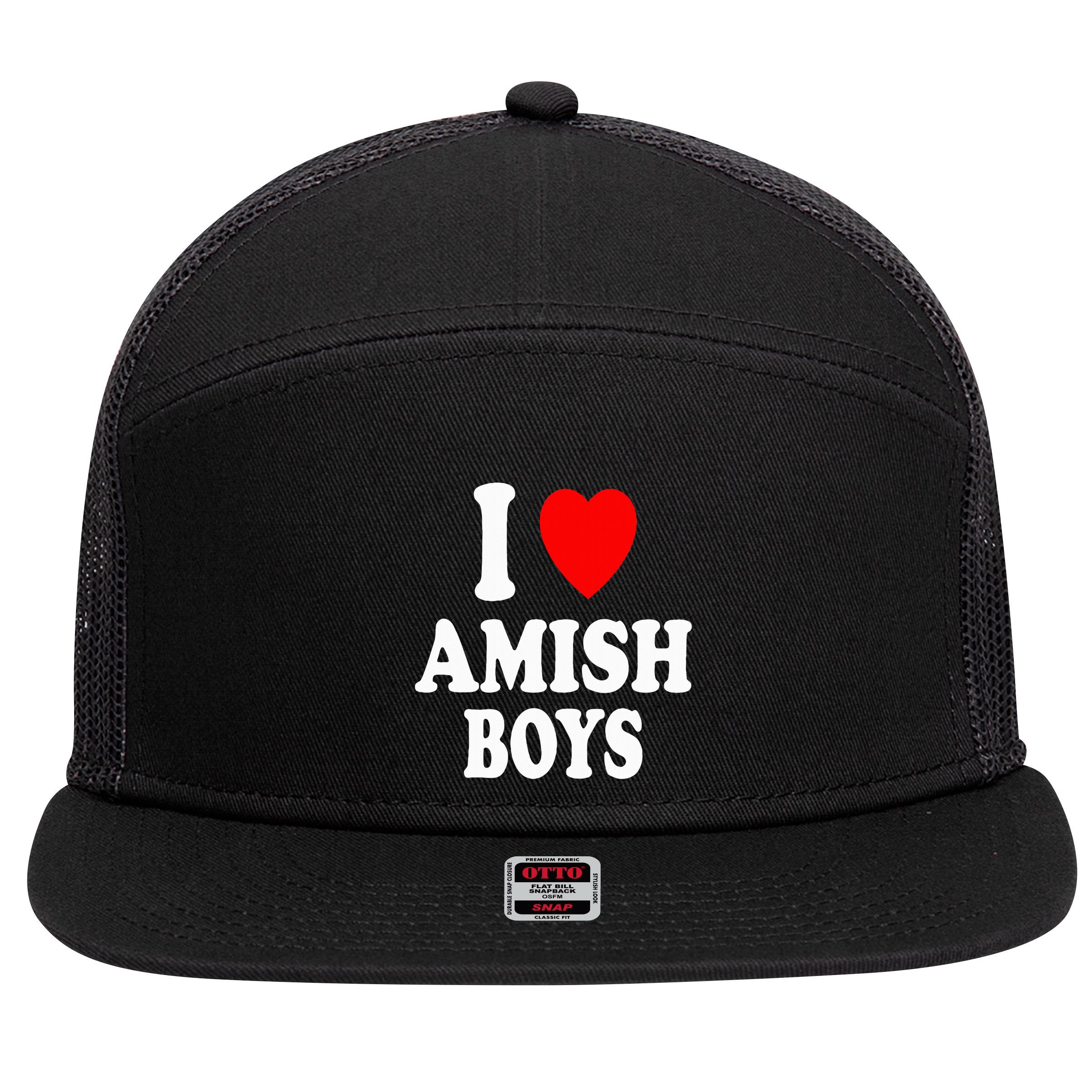 I Heart Amish Attraction Handsome Hot Sexy 7 Panel Mesh Trucker Snapback Hat