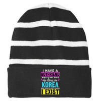 I Have A Boyfriend Who Is My Bias Kpop Lover Kdrama Korean Striped Beanie with Solid Band