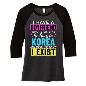 I Have A Boyfriend Who Is My Bias Kpop Lover Kdrama Korean Women's Tri-Blend 3/4-Sleeve Raglan Shirt