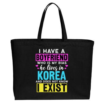 I Have A Boyfriend Who Is My Bias Kpop Lover Kdrama Korean Cotton Canvas Jumbo Tote