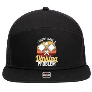 I Have A Dinking Problem Funny Pickleball Player Retro 7 Panel Mesh Trucker Snapback Hat