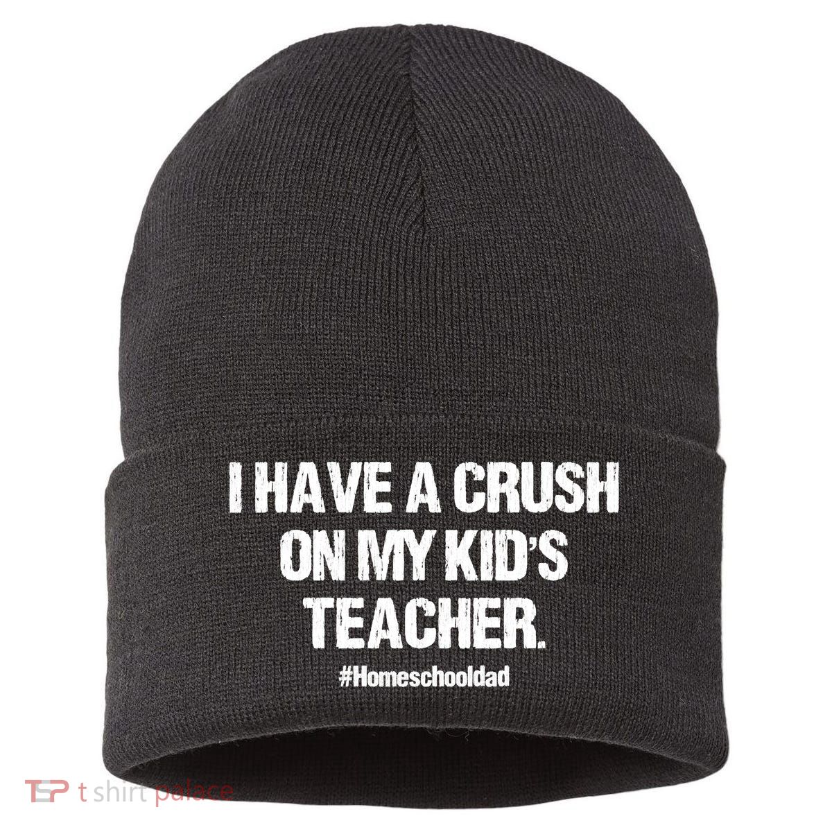 I Have A Crush On My Kidss Teacher Homeschool Dad Vintage Sustainable Knit Beanie