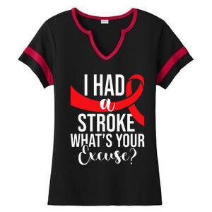 I Had A Stroke Stroke Survivor Red Awareness Ribbon Ladies Halftime Notch Neck Tee