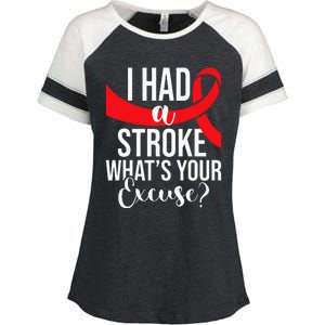 I Had A Stroke Stroke Survivor Red Awareness Ribbon Enza Ladies Jersey Colorblock Tee