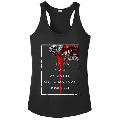 I Hold A Beast An Angel And A Madman Inside Me Ladies PosiCharge Competitor Racerback Tank