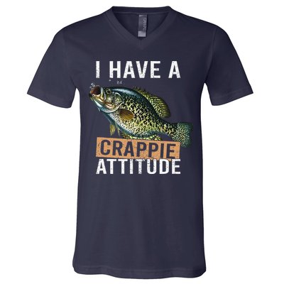 I Have A Crappie Attitude Fishing V-Neck T-Shirt