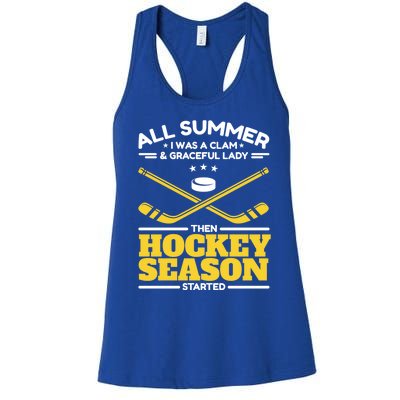 Ice Hockey All Summer Graceful Lady Then Hockey Season Gift Women's Racerback Tank